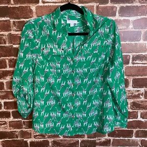 Charter Club Petite Green Giraffe Blouse